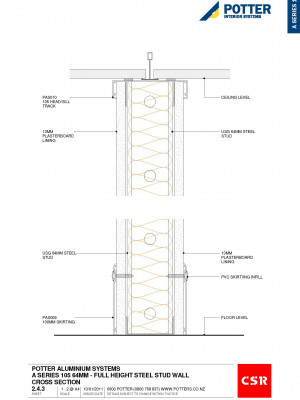 2.4.3 A Series 105 64mm Full Height Steel Stud Wall