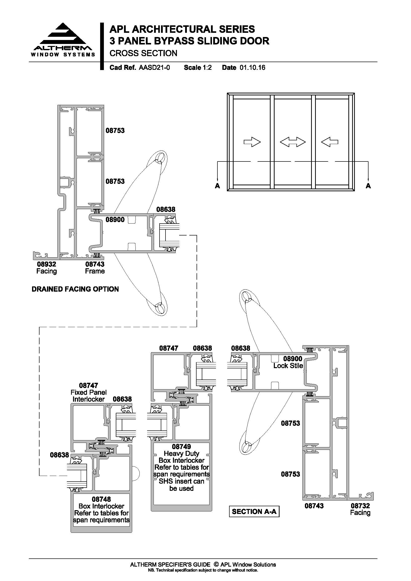 Drawings for APL Architectural Series Sliding Doors by ALTHERM Window ...