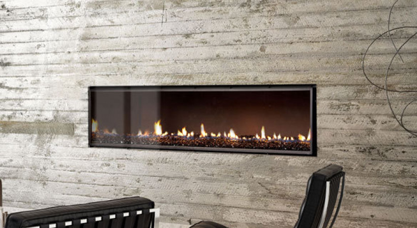 Ultra Wide Gas Fireplace as a Central Feature in a Commercial Environment