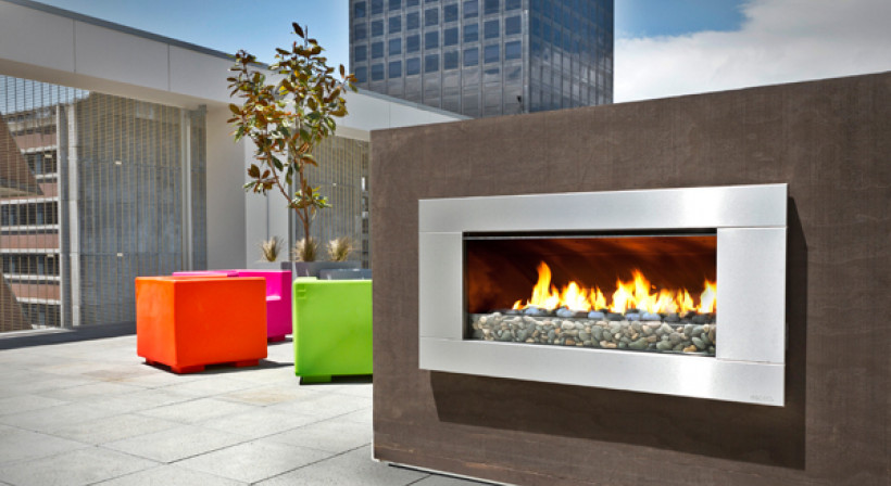 Escea Rooftop fireplace in Telecom building