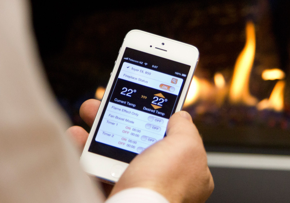 Online and Smartphone App Fireplace Control From Escea