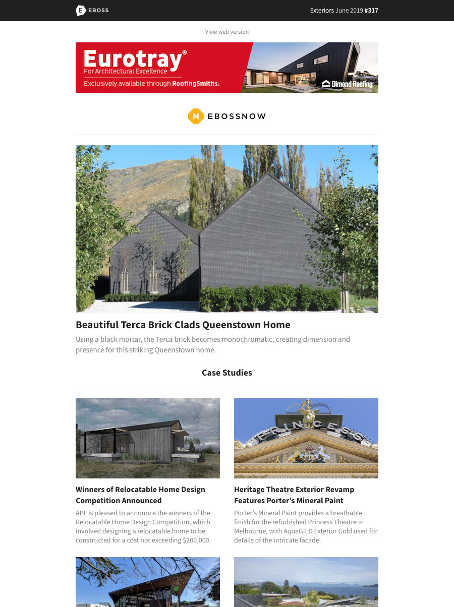 EBOSSNOW Exteriors newsletter example