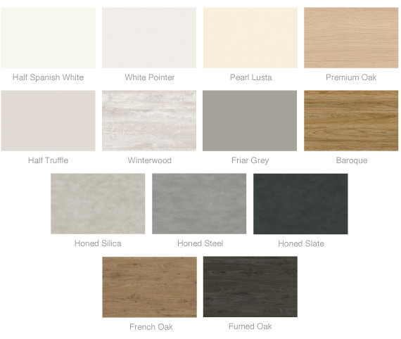 Prime Melamine's new colours Prime melamine swatches