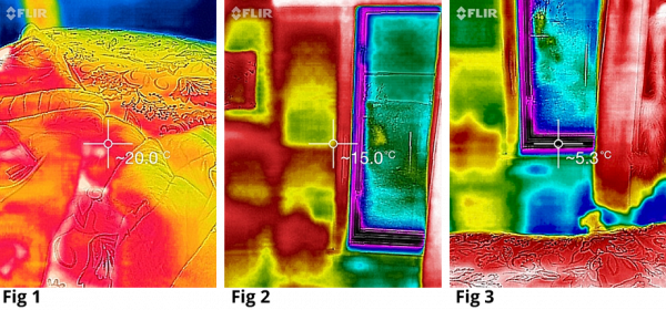 the internal surface temperature of the window frame 