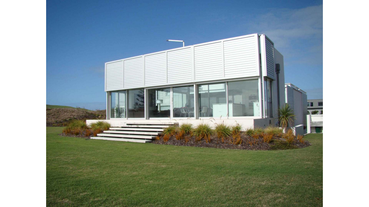 Automated louvres. Bottom section can be raised to provide access.