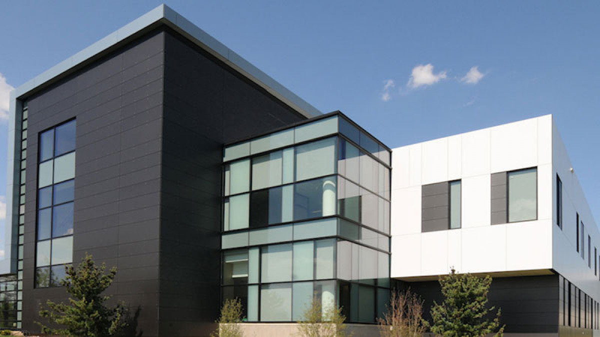 Trespa panels in situ on an American college building.