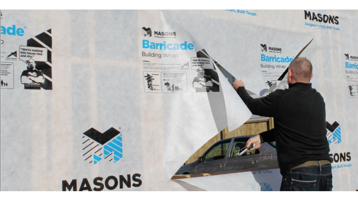 Barricade Building Wrap is a hydrophobic non-woven fabric that has a unique clear breathable overlay, which allows moisture and condensation to run off the face and then evaporate in the cavity area. 