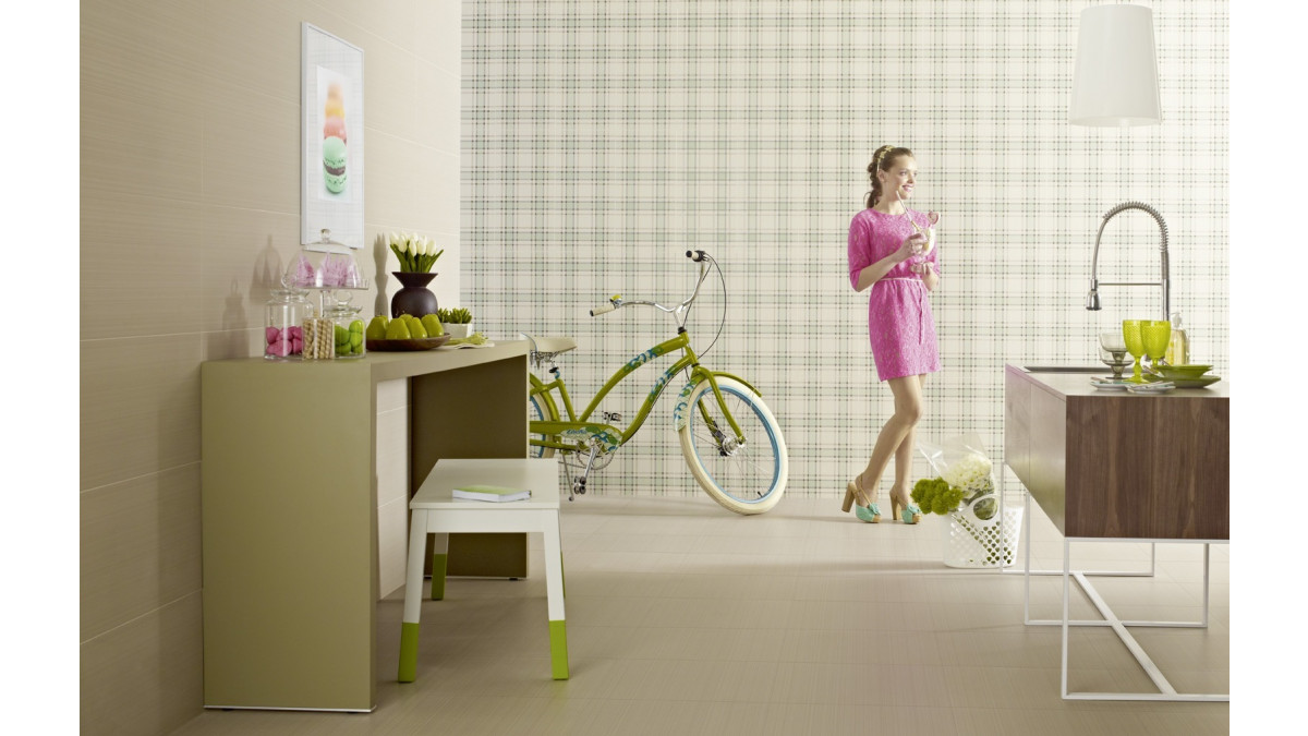 Emma tiles make pastel shades desirable.