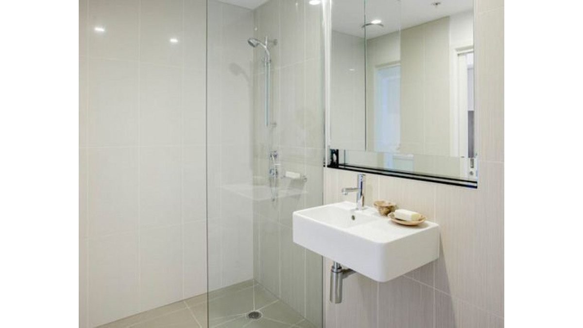 Bathroom in a Vogue South Yarra apartment.