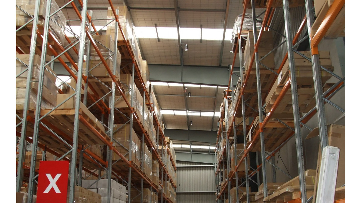 LED high bays installed in warehouse.