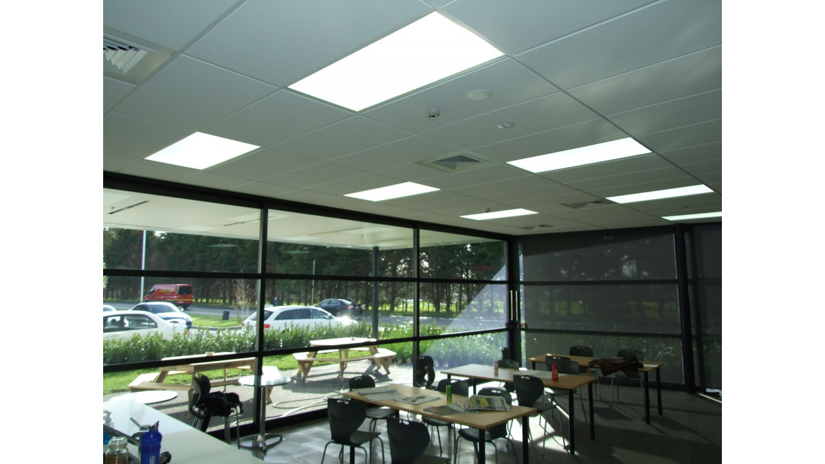 Light panels installed in lunchroom combined with motion sensors.
