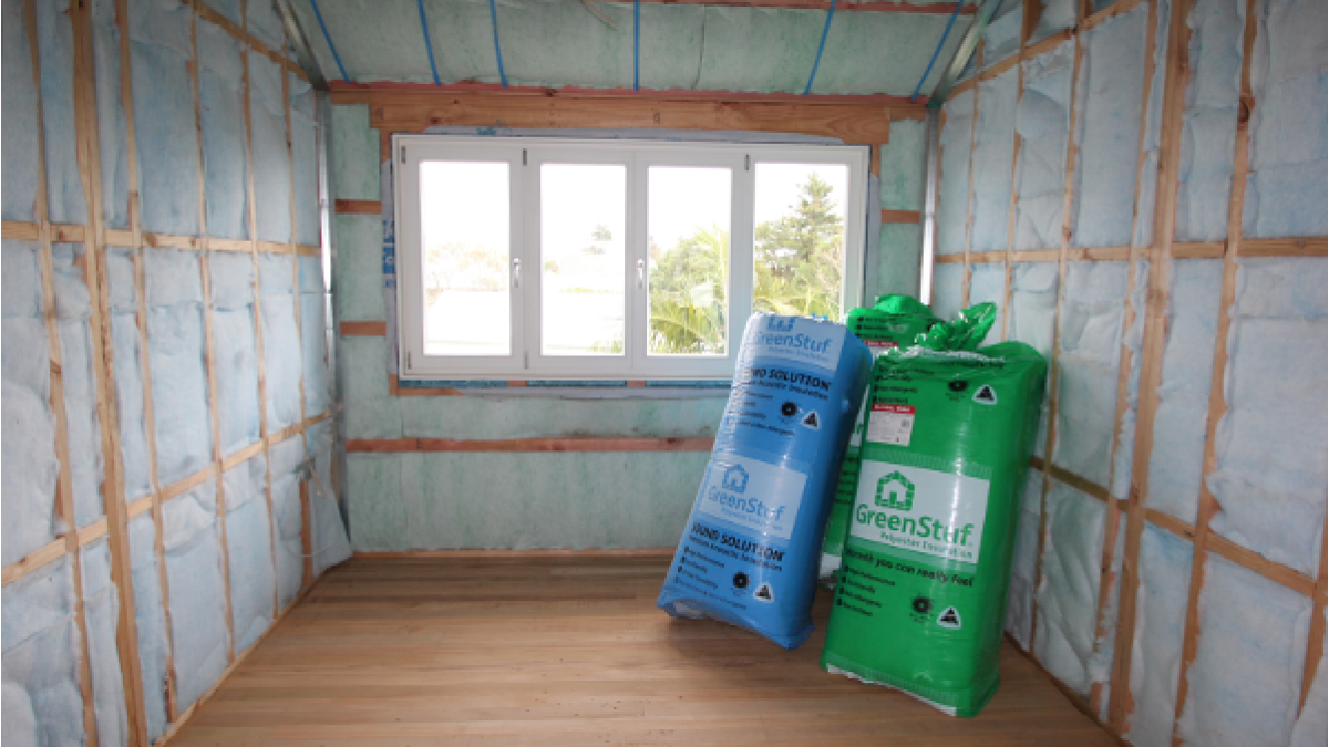 GreenStuf Thermal (Green) and Acoustic (Blue) Insulation was used throughout the build.