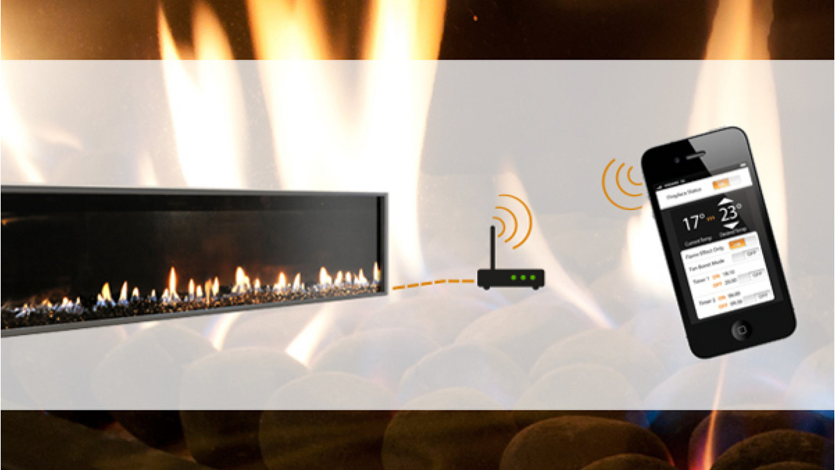 The Escea DL1100 gas fireplace can be remotely controlled.