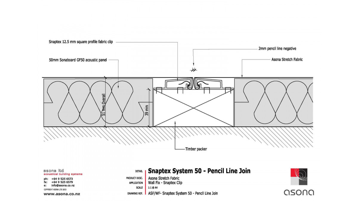 Asona stretch fabric wall fix Snaptex clip.