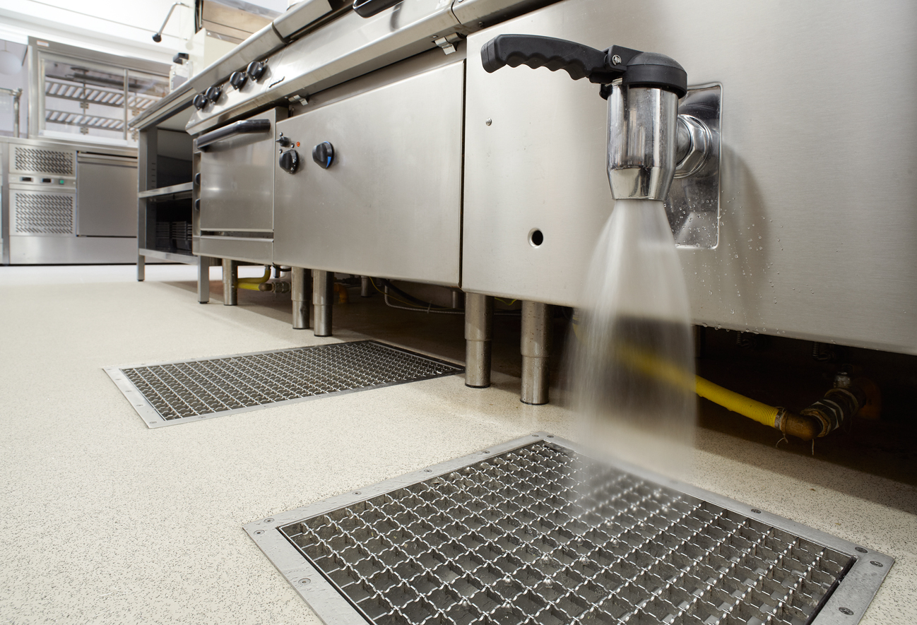 commercial kitchen floor drain design