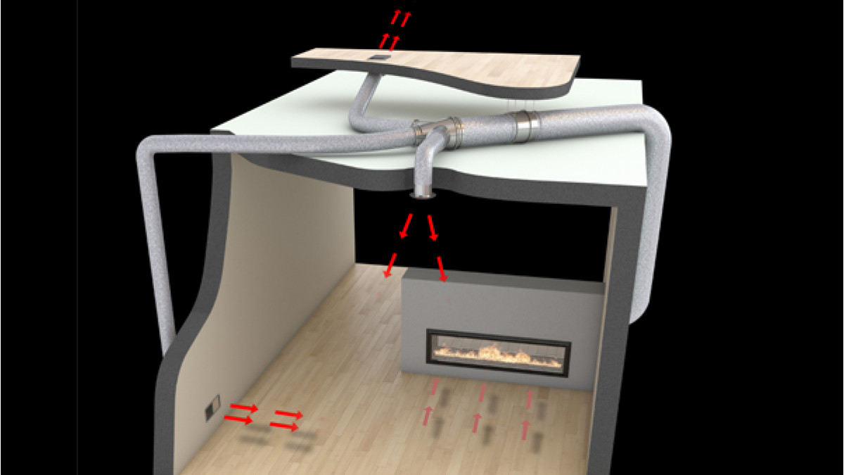 Escea DX1000 and DX1500 gas fireplaces can only create a half island but warm air can be distributed to various rooms via heat ducts.