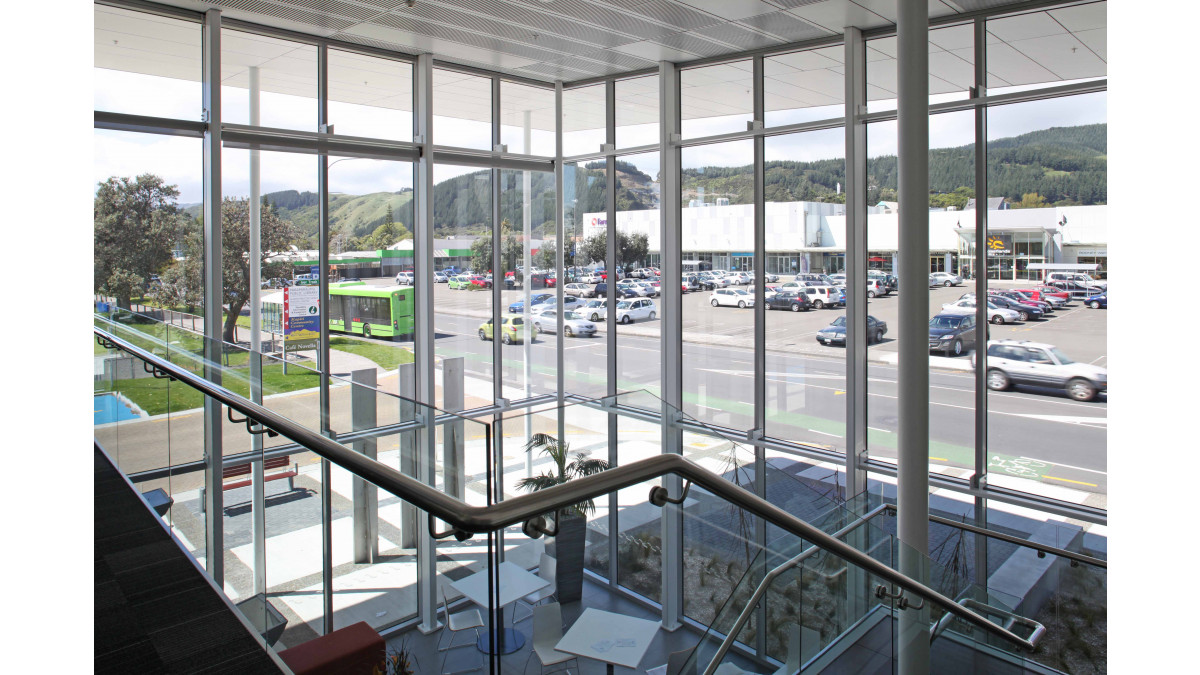 The entrance atrium is 7.4m high.