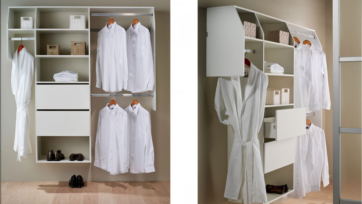 ClosetPro melamine wardrobes can be custom made in a range of configurations.
