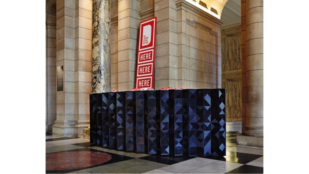 The Louvres Desk designed by Giles Miller Studio for the London Design Festival at the Victoria and Albert Museum, London, UK. (Photo: Jamie Smith for DuPont).<br />
