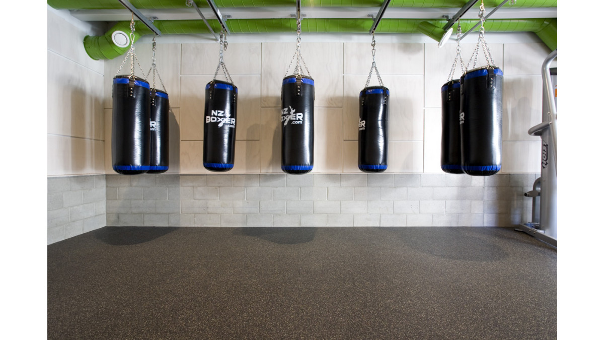 Bodytech gym with rubber flooring.