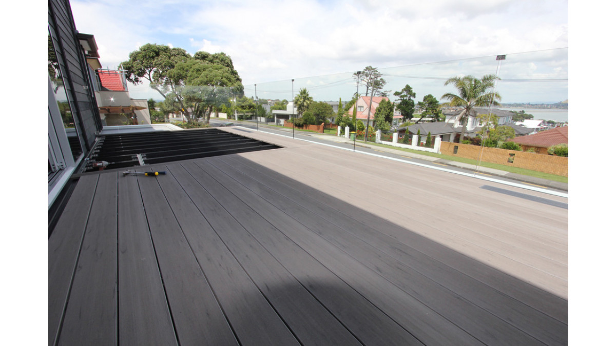 ECO-DECKING installed over a waterproof membrane surface.