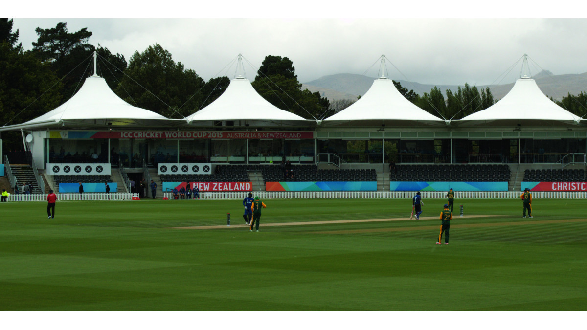 Hagley Oval spectator seating.