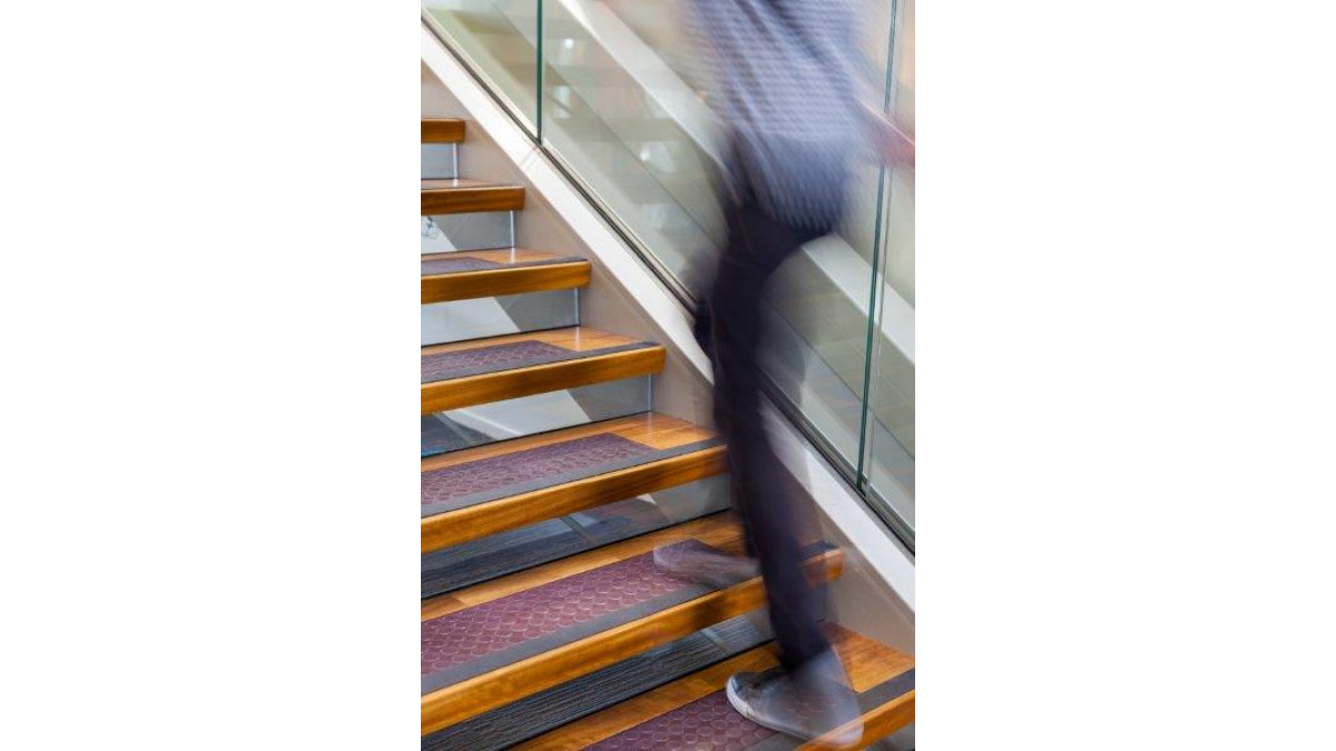 Clasica Studded Rubber inset on stairs.