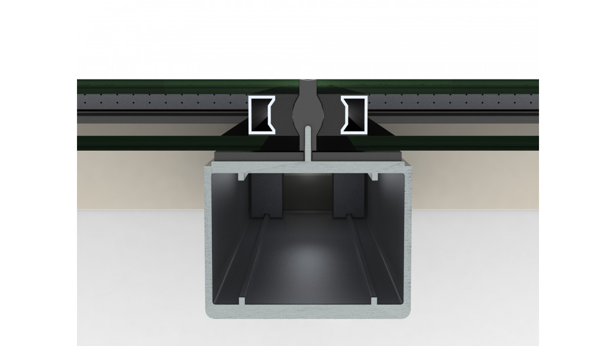 The roof window mullion is thermally separated from outside cold.