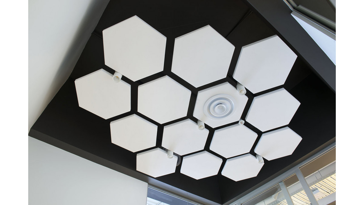 Jade Offices, AKLD CBD — Triton Sound Shapes, Hexagons.