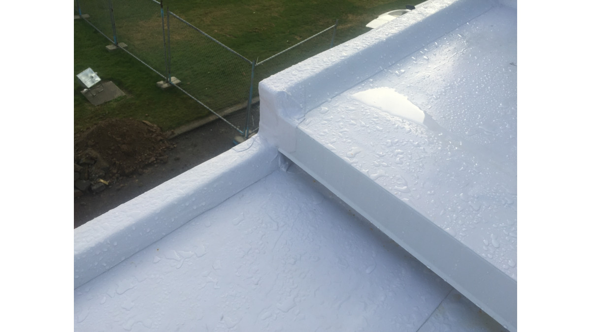 FiberTite membrane at seismic roof step.