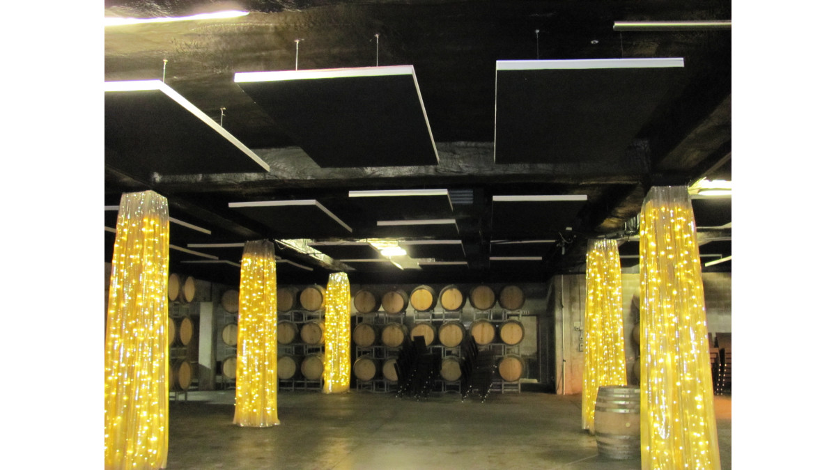 NOVAhush Panel Absorber installed in the Barrel Room at Mills Reef Winery.