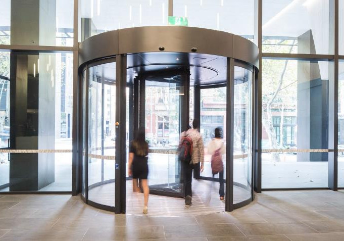 Large DORMA Revolving Door Provides Memorable and Safe Entrance