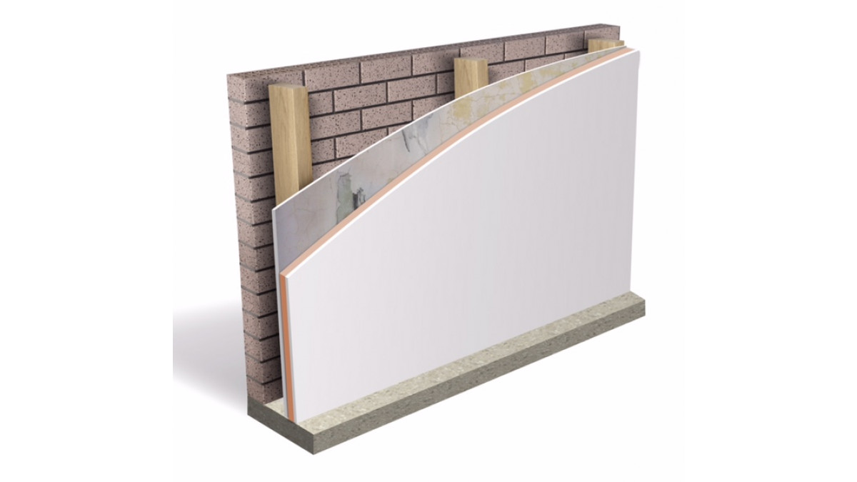 It's a one step process to achieve R2.0 insulation with 2-in-1 Kingspan Kooltherm Insulated Plasterboard.