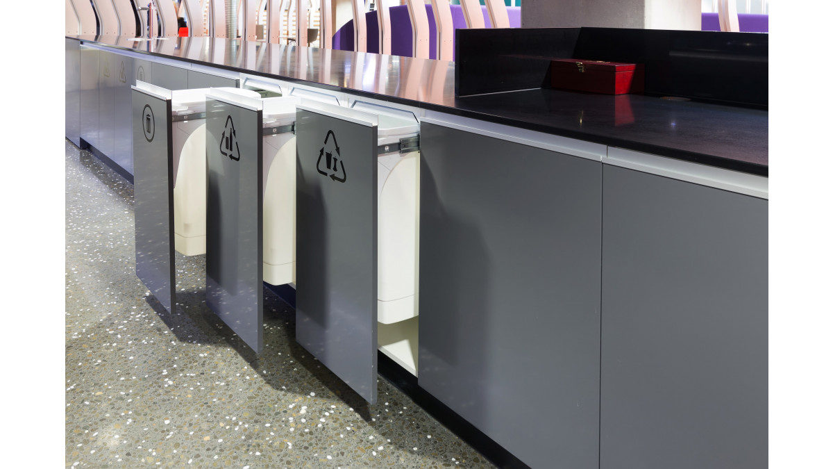 Installation of 3 x Soft Close 50lt Hideaway Bins at ASB North Wharf, Auckland.