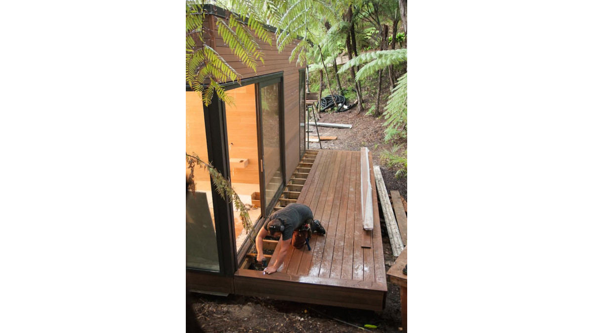  It took Garrick about four hours to finish the deck behind the master bedroom, even in the pouring rain – legend. The deck is approx 15sqm.