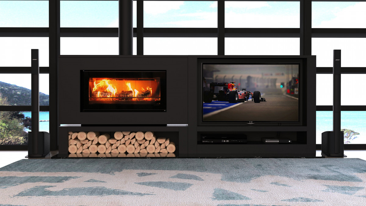 Stovax Studio 2 CW Freestanding ZCB Firestand and TV Cabinet. 