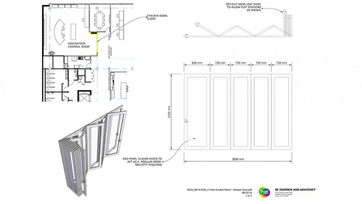 Generation Control Room Stacker Door, Trustpower Tauranga.<br />
Image courtesy of Warren and Mahoney. 