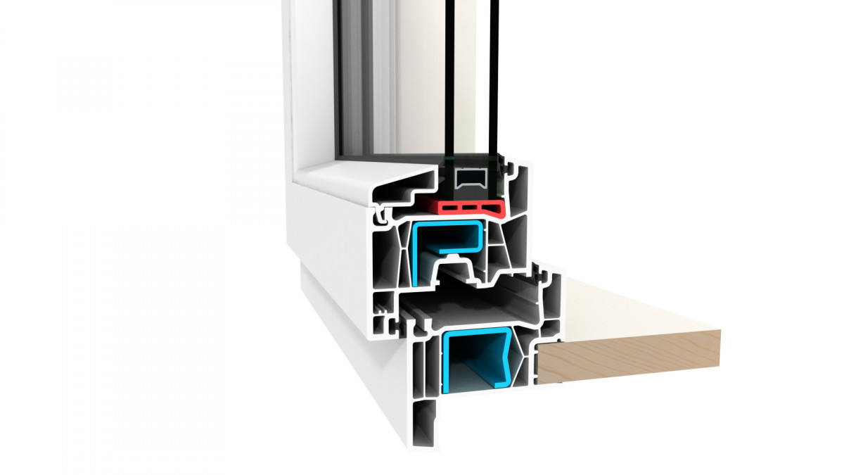 The Klima window frame and sash.