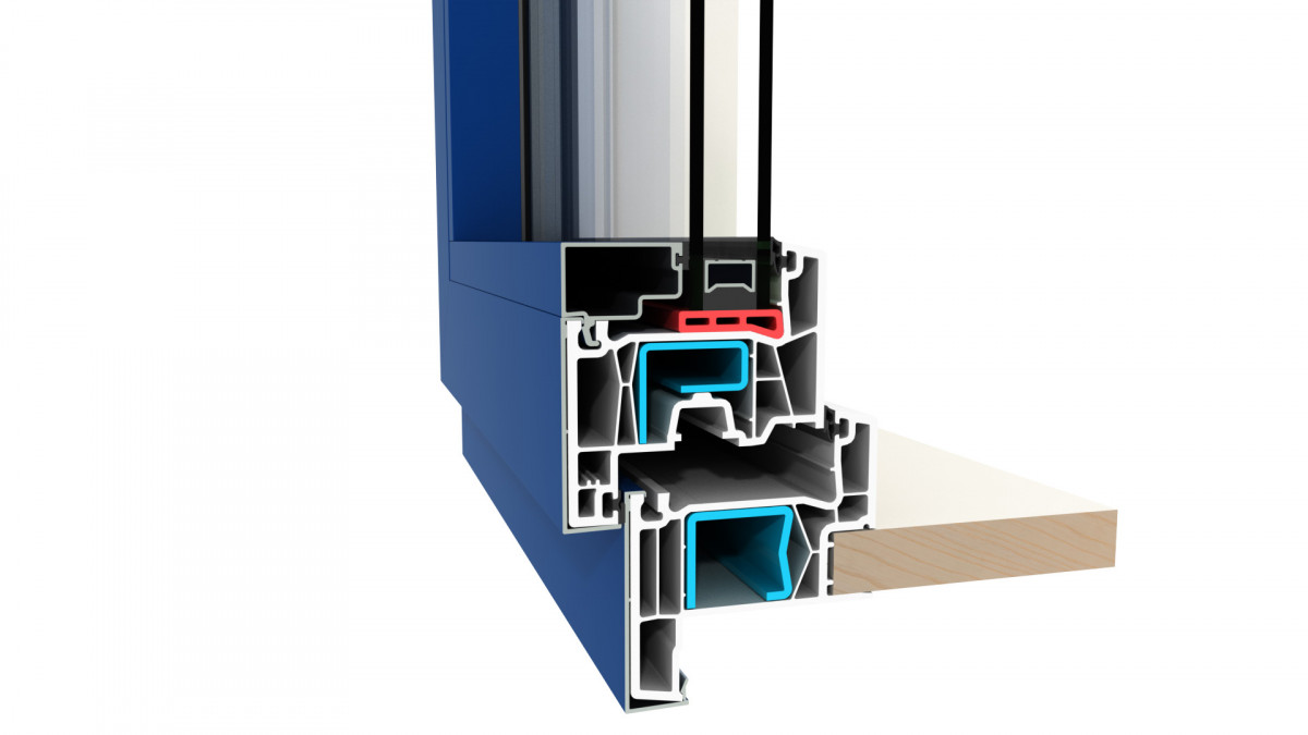 The Klima window frame and sash with 'Aluclip' feature.