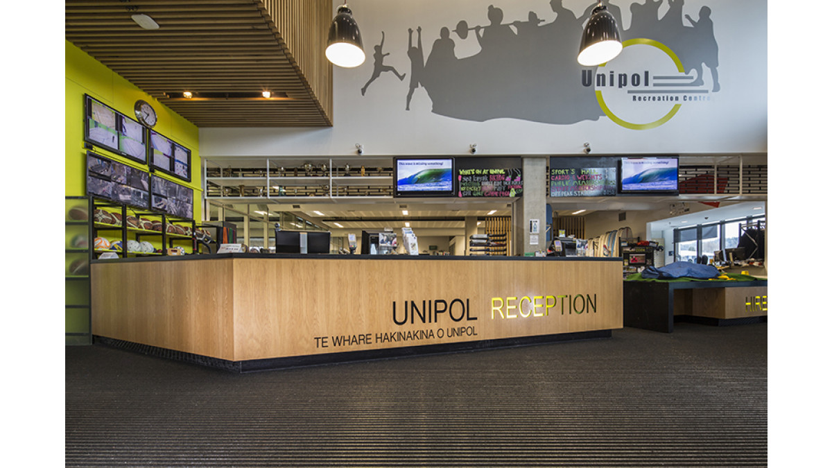 The CoralTread in the main atrium removes dirt and moisture as students shuttle from class to class.