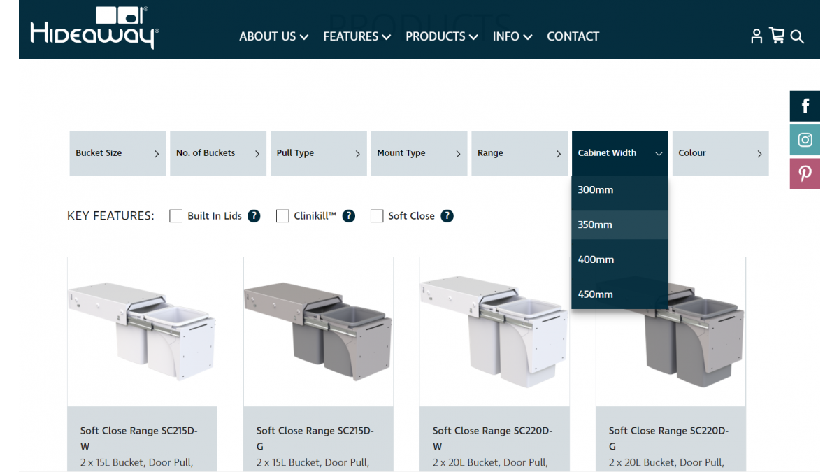 New filter tool to assist with choosing the right bin.