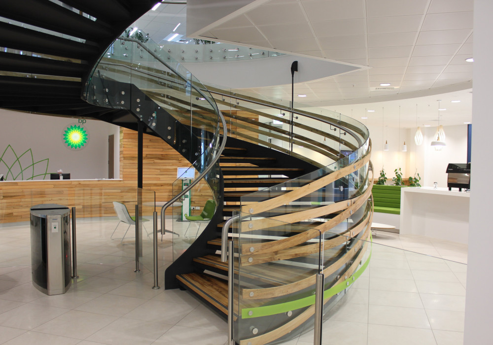 Glasshape Delivers Curved Glass for Striking Spiral Staircase