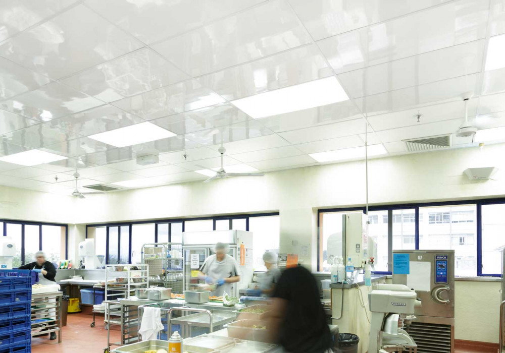 Commercial Kitchen Ceiling Replaced with Low Maintenance Tiles