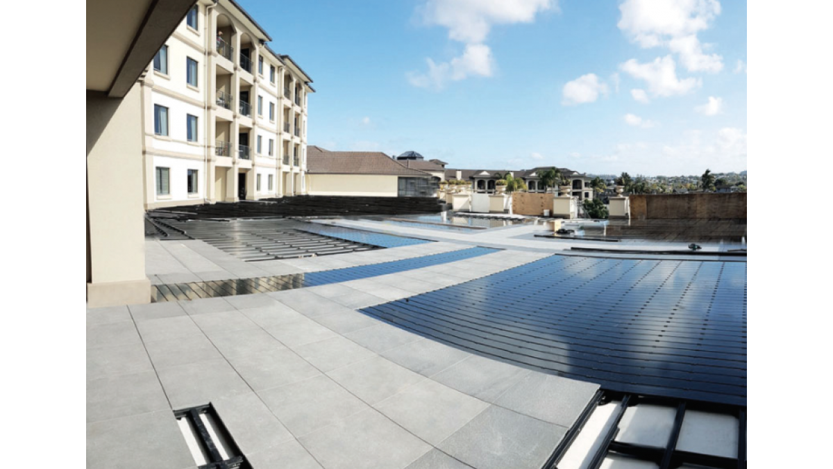 1000m2 + Aged Care Facility, Auckland - Qwickbuild + Outdure Tiles and Turf mid-installation.