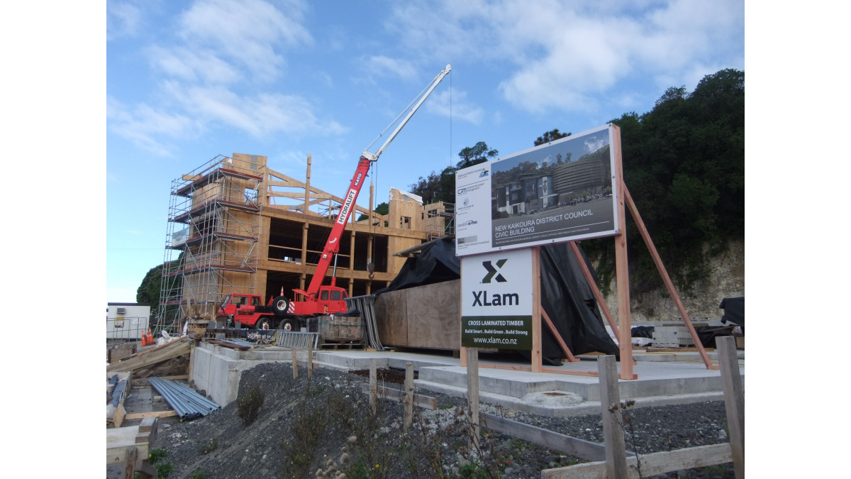 Construction of the Kaikoura District Council Building. 