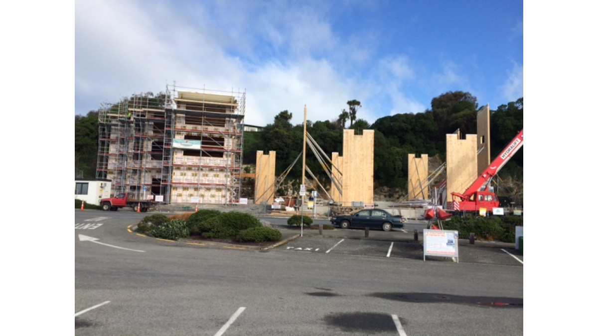 Construction of the Kaikoura District Council Building. 