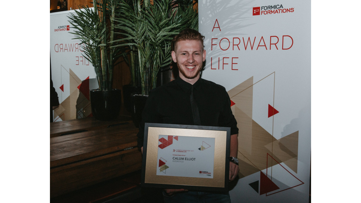 Massey University student Calum Elliot was awarded first place in the emerging designer category. 