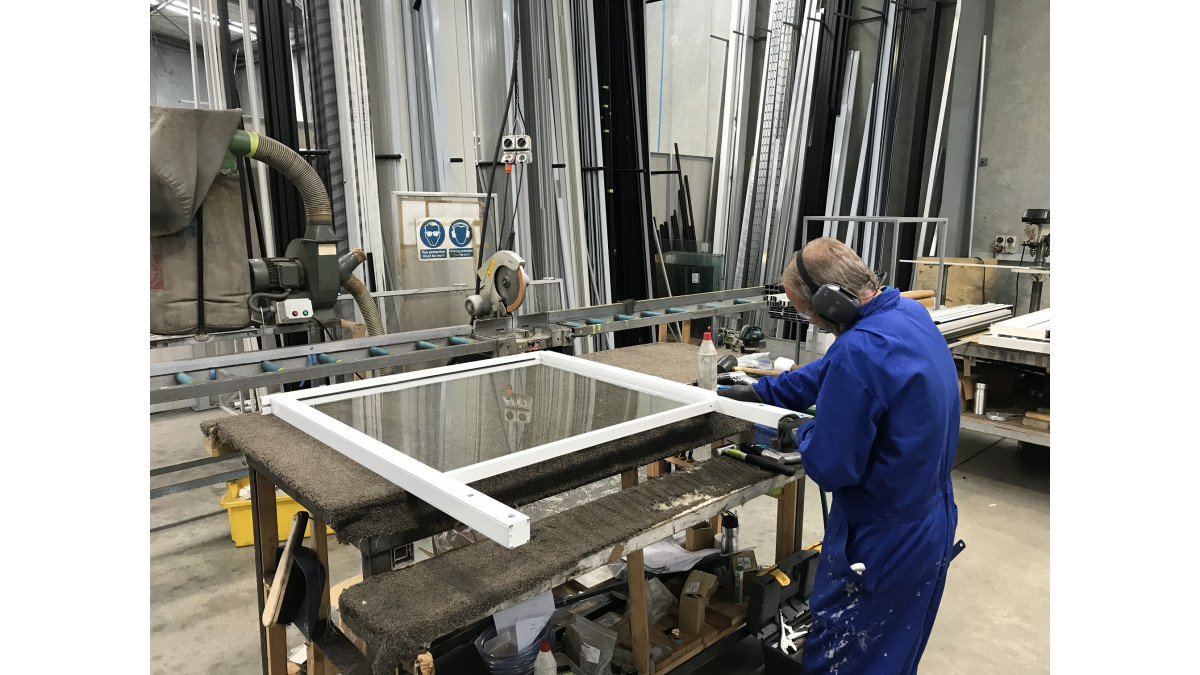 Fully assembled glazed panel (Vista) in factory.