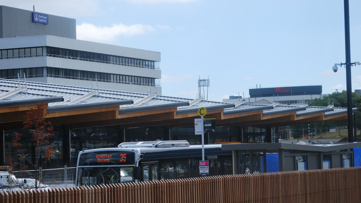 Roof shape created by Kingzip,  Manukau Bus Interchange, Auckland NZ.