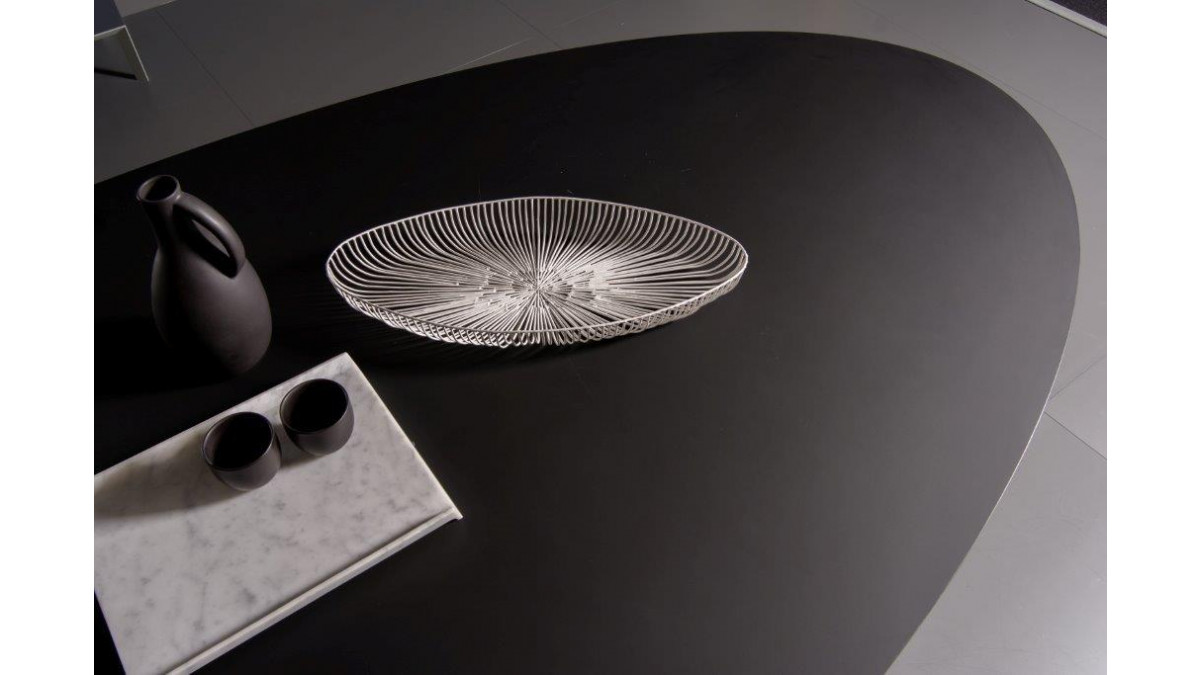 Fenix at Milan Design Week — black table top.